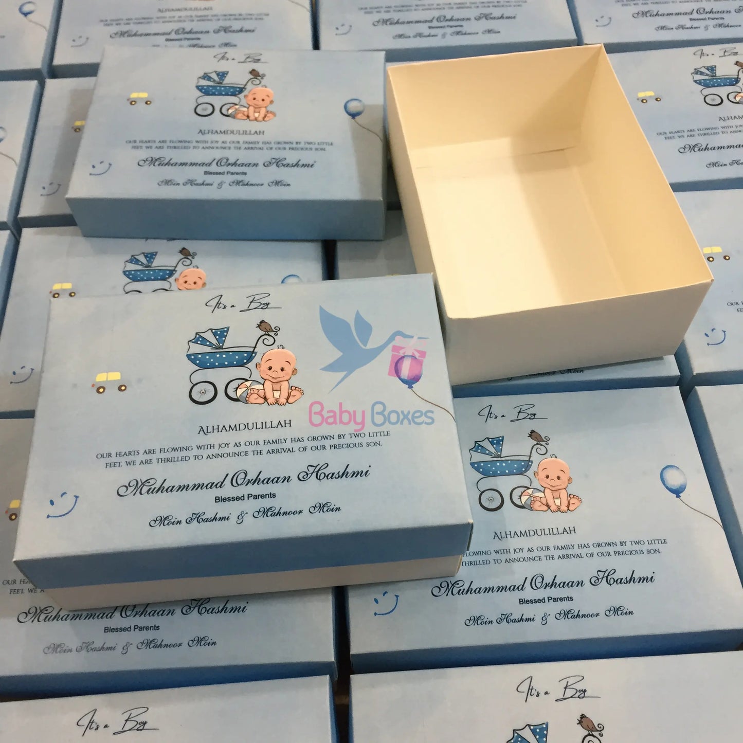 Half Kg Cardboard Baby Boy Announcement Sweet Boxes