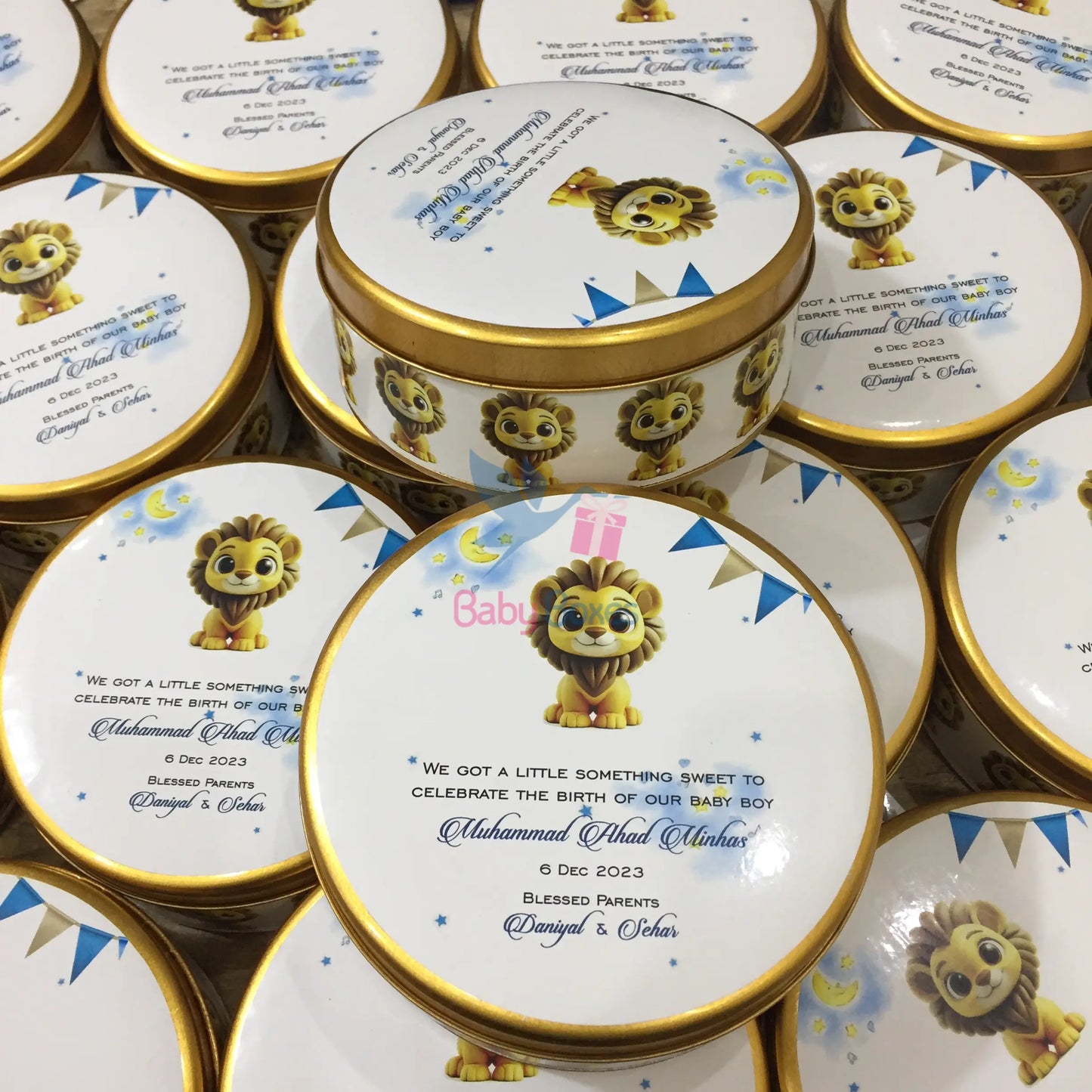 Half Kg Baby Announcement Lion Design Boxes