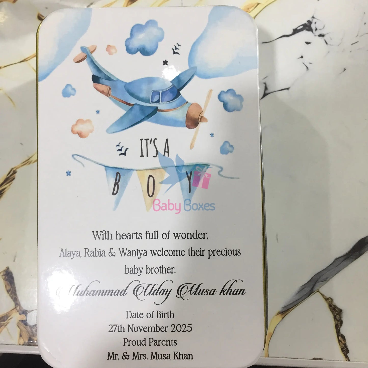Half Kg Baby Boy Announcement Sweet Tin Box