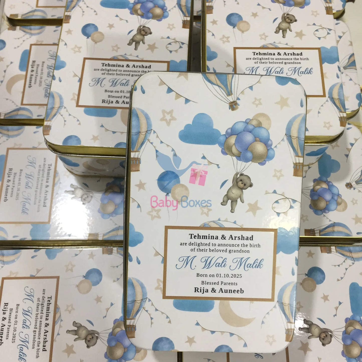 Half Kg Baby Boy Announcement Tin Box