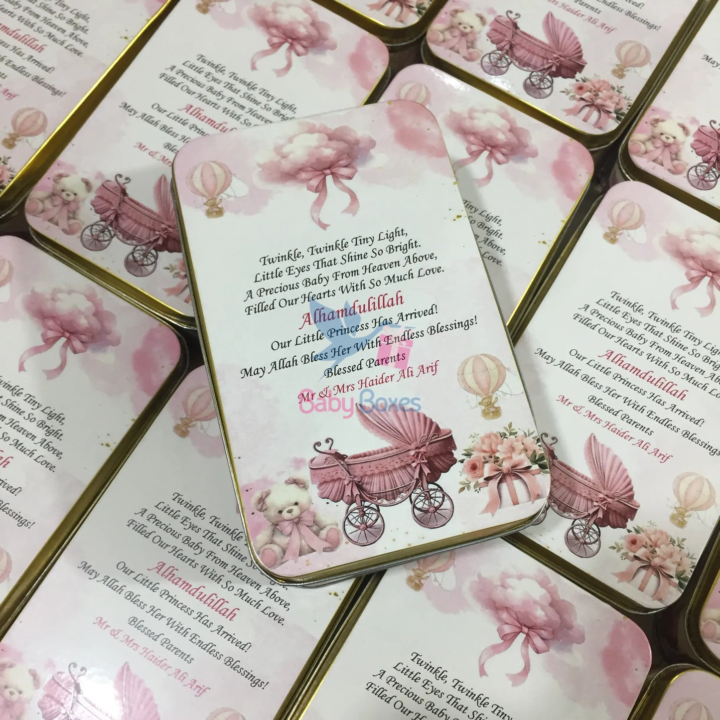 Half Kg Baby Girl Announcement Tin Box