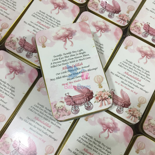 Half Kg Baby Girl Announcement Tin Box