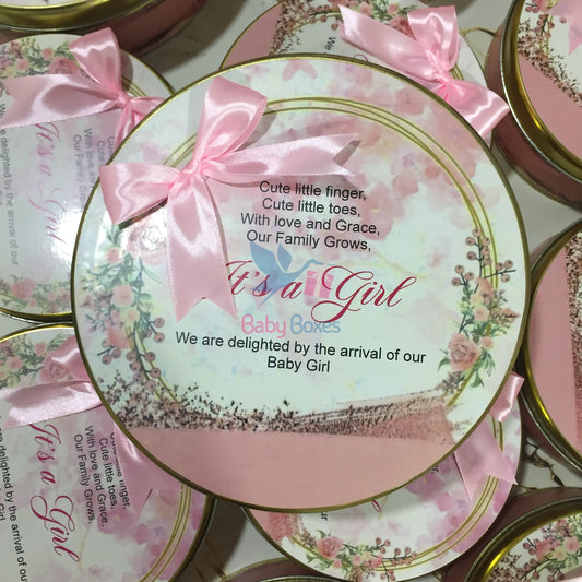 Half Kg Baby Girl Announcement Sweet Box With Bow