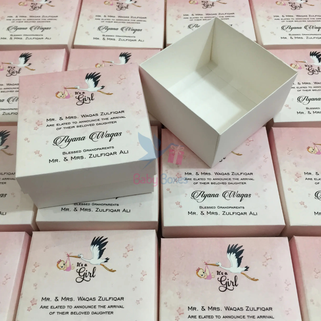 250gm Baby Girl Announcement Cardboard Sweet Box