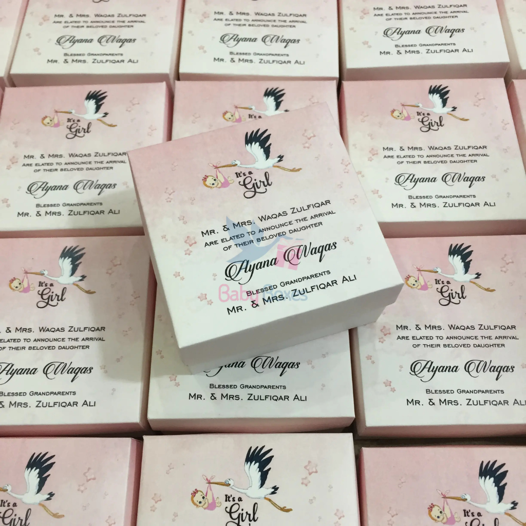 250gm Baby Girl Announcement Cardboard Sweet Box