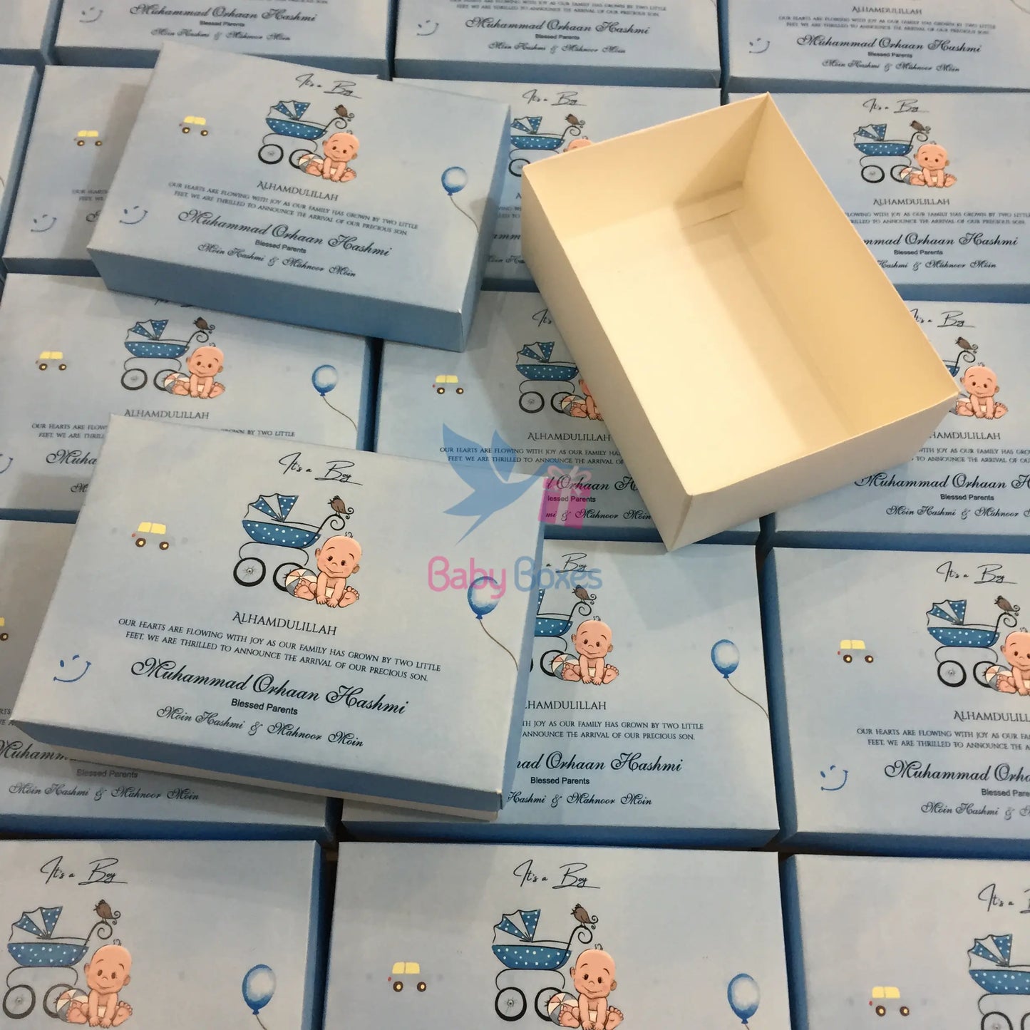 Half Kg Cardboard Baby Boy Announcement Sweet Boxes