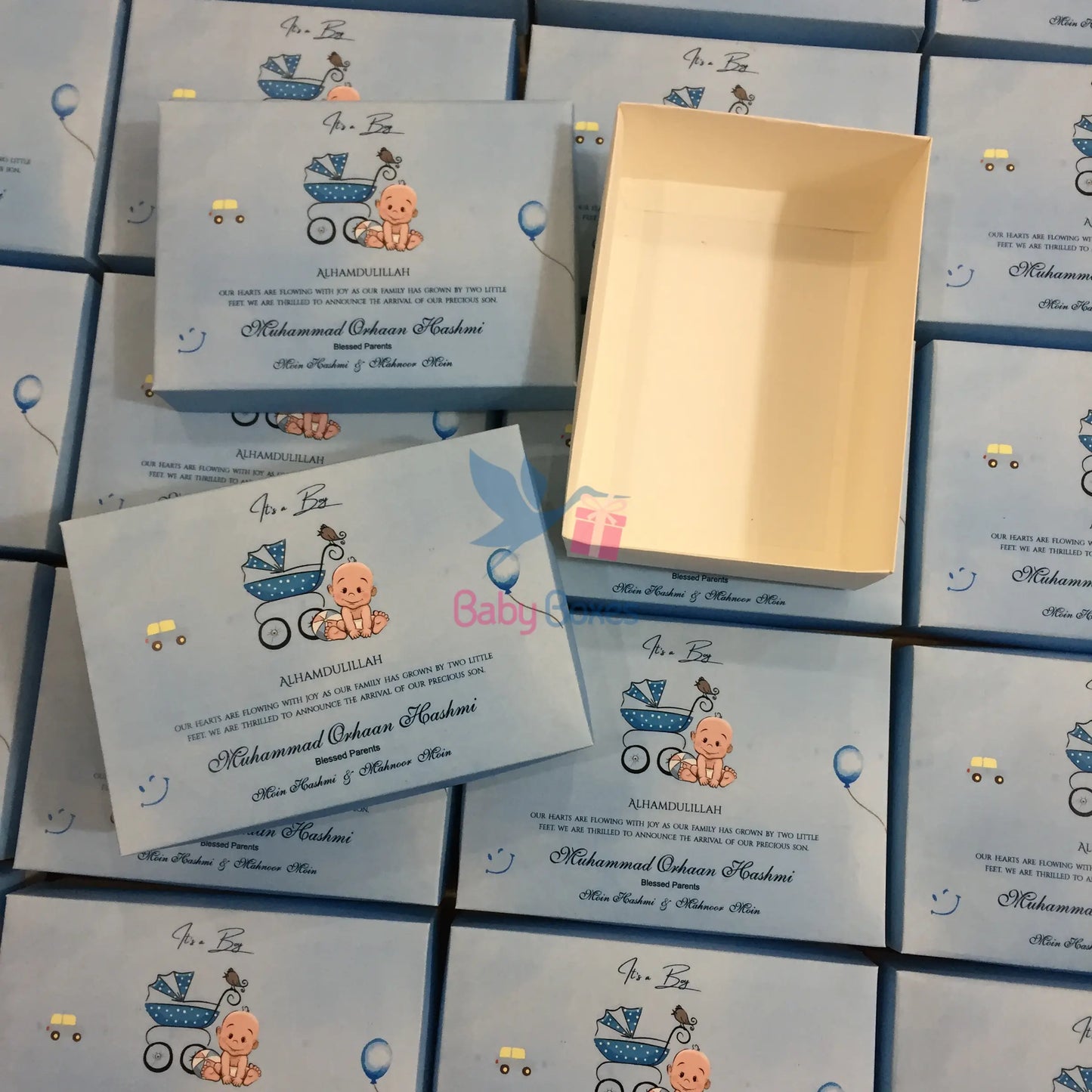 Half Kg Cardboard Baby Boy Announcement Sweet Boxes