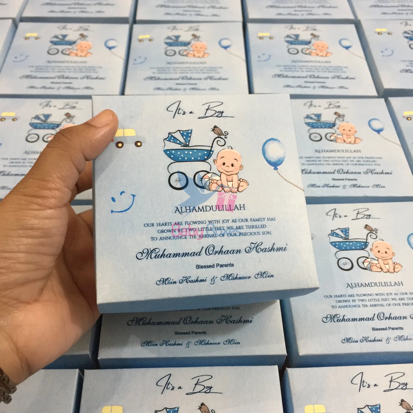 250gm Baby Boy Announcement Cardboard Boxes