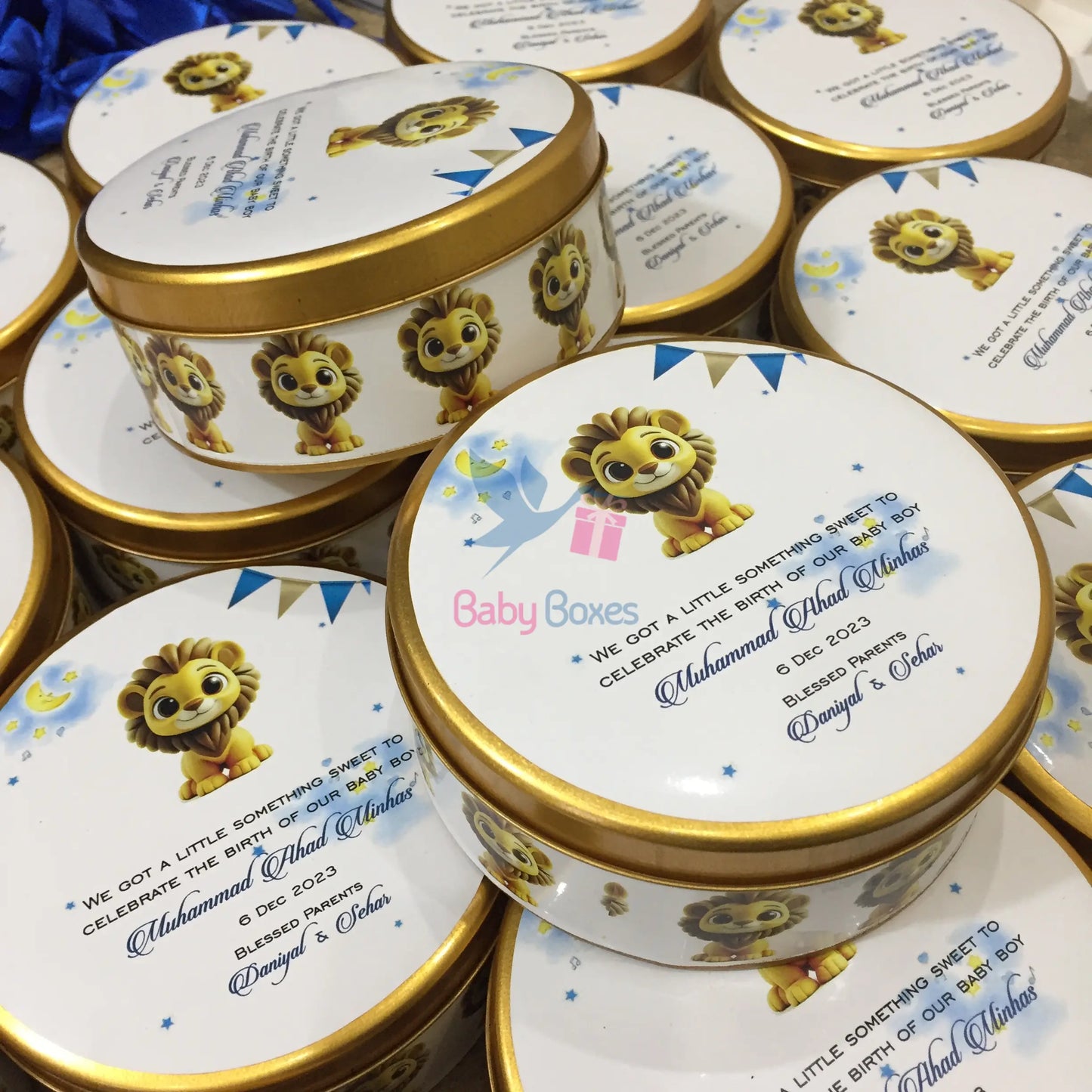 Half Kg Baby Announcement Lion Design Boxes