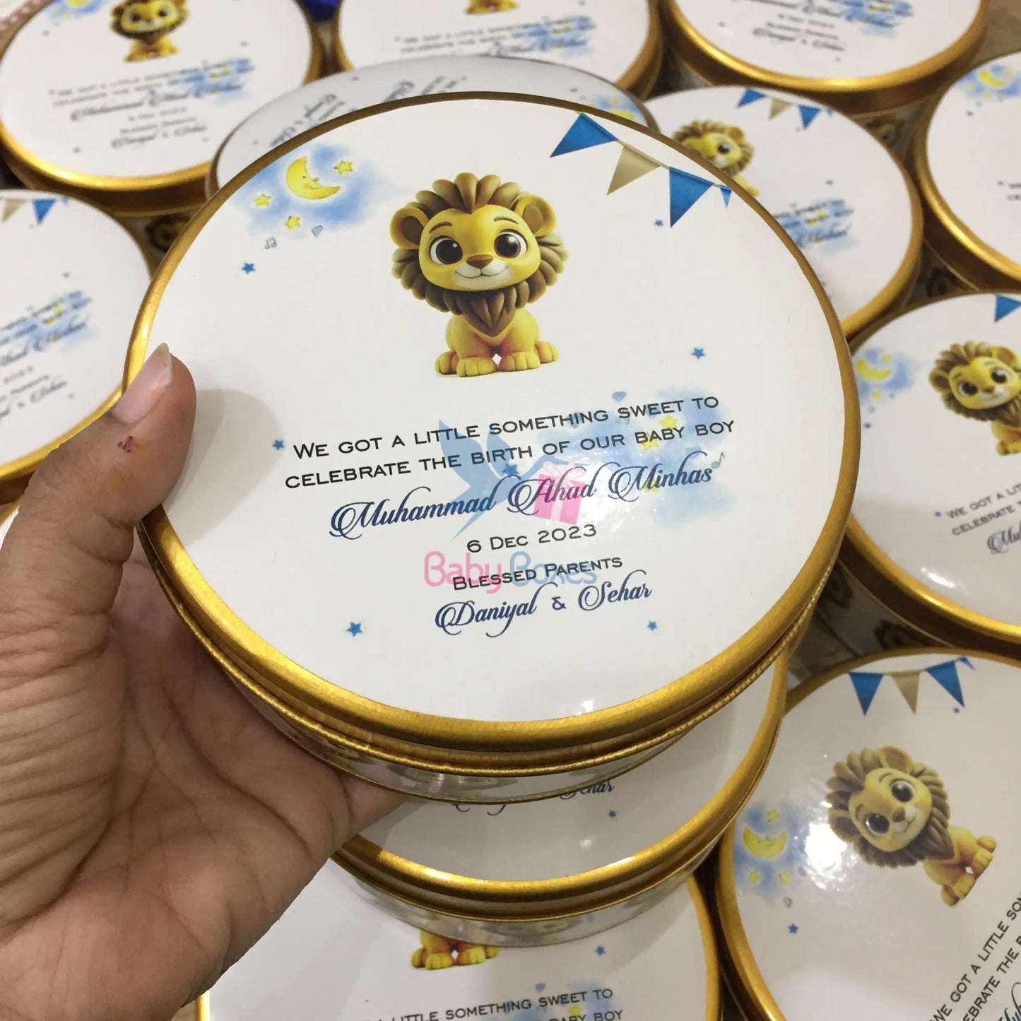 Half Kg Baby Announcement Lion Design Boxes