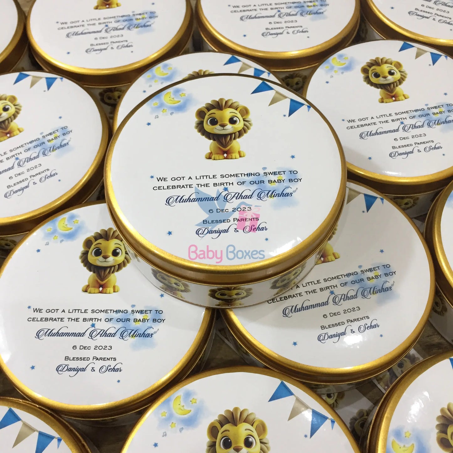 Half Kg Baby Announcement Lion Design Boxes