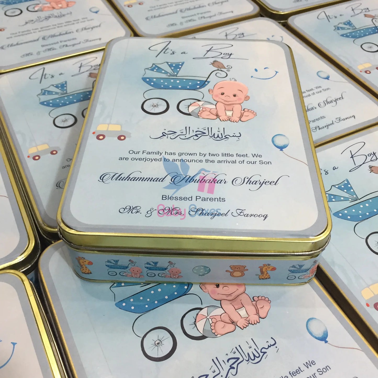 1 Kg Baby Boy Announcement Sweet Tin Box