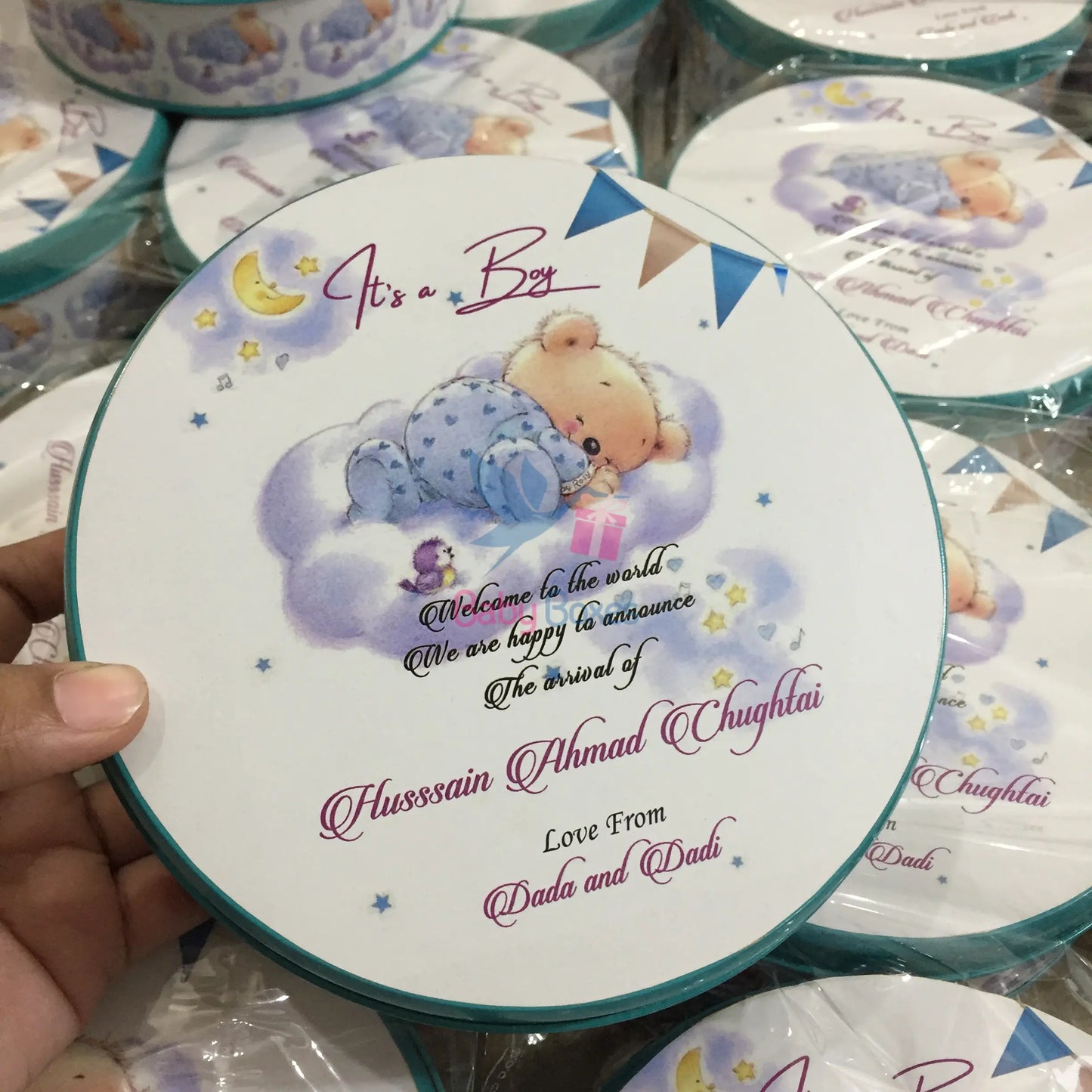 Half Kg Baby Boy Announcement Sweet Boxes.