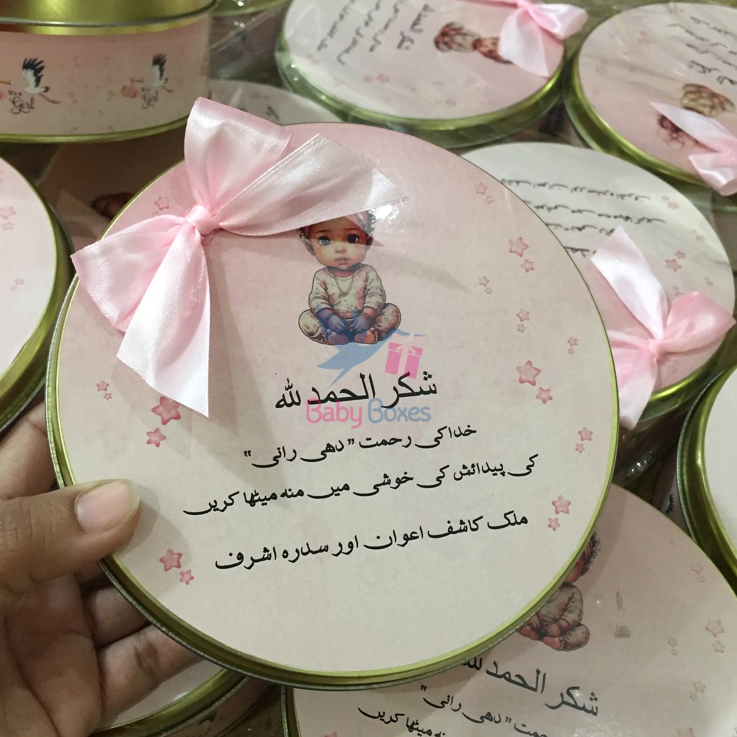 Half Kg Baby Girl Announcement Sweet Boxes With Bow