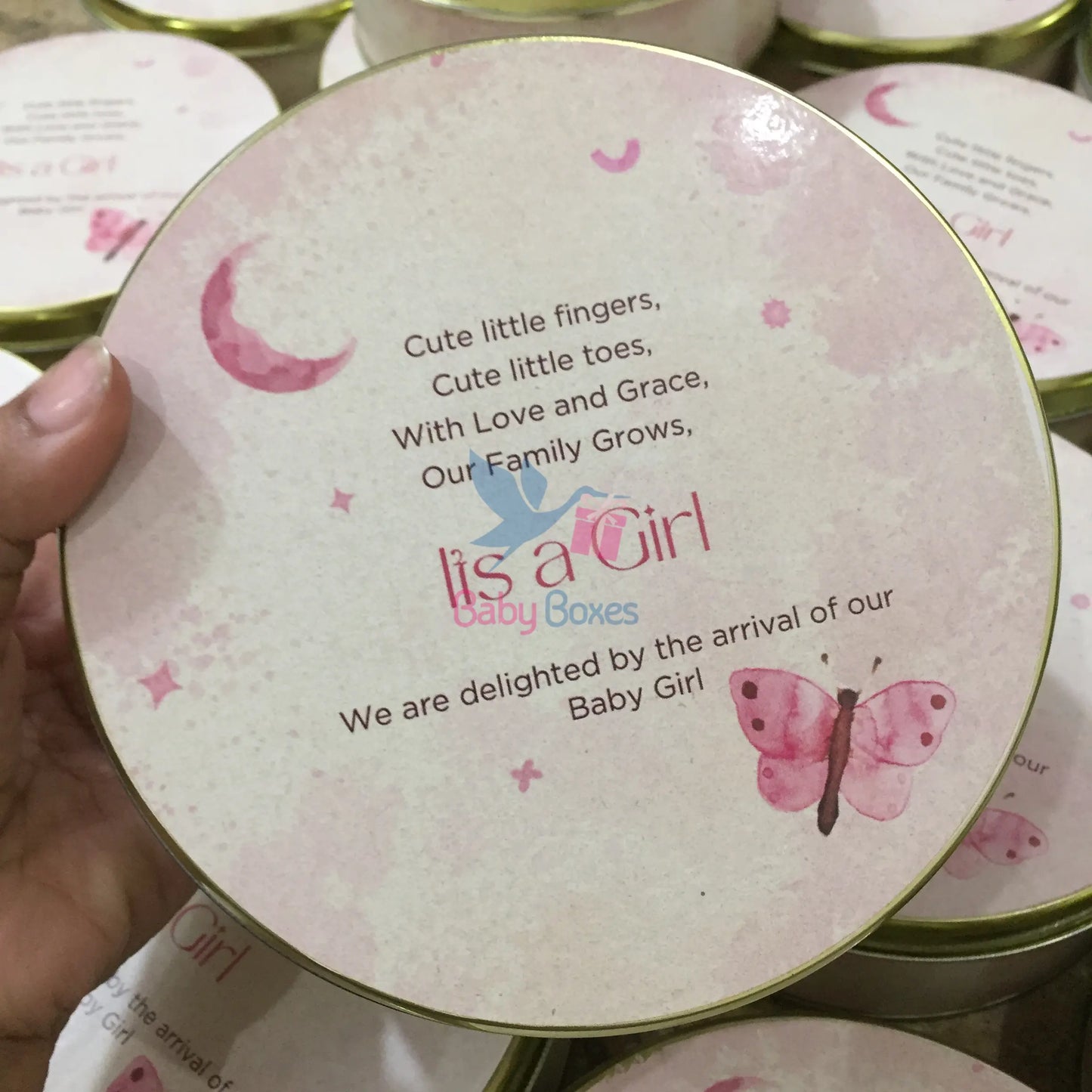 Kg Baby Girl Announcement Sweet Tin Box