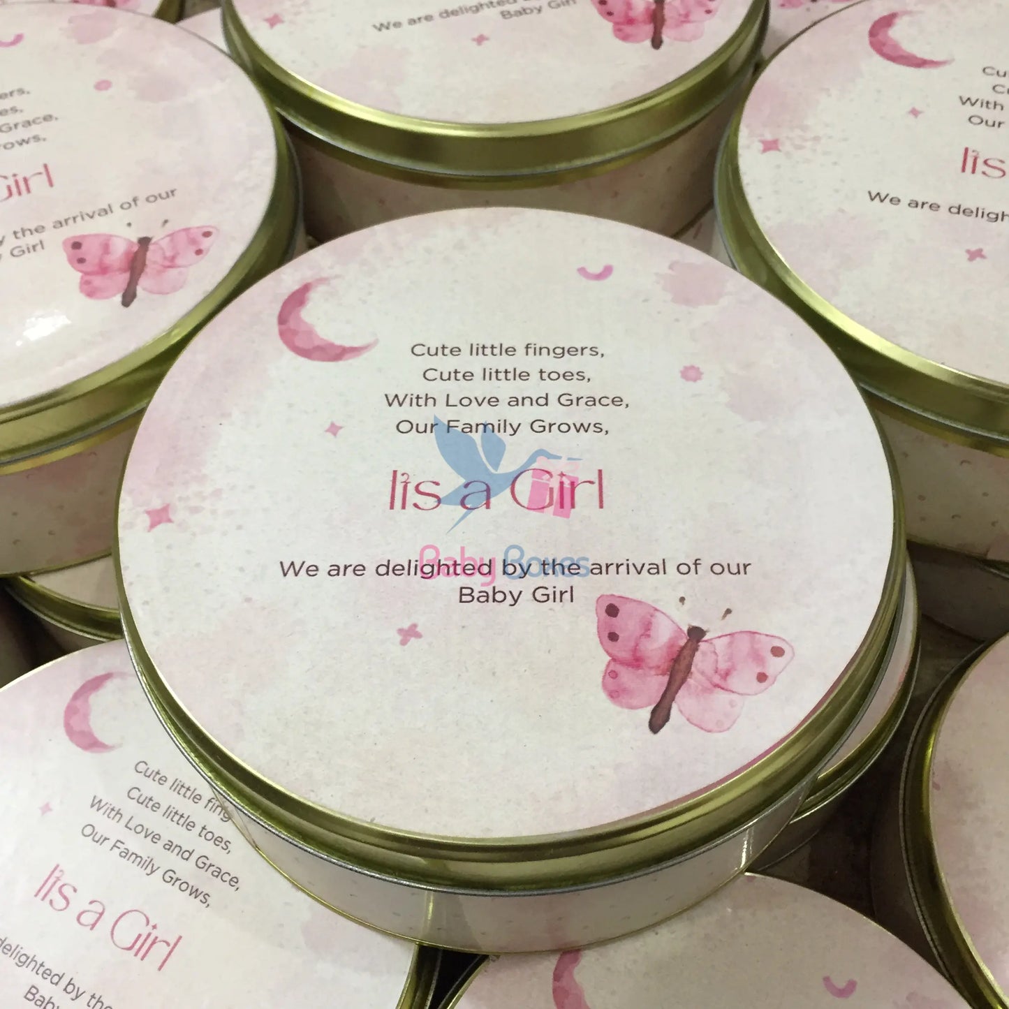 Kg Baby Girl Announcement Sweet Tin Box