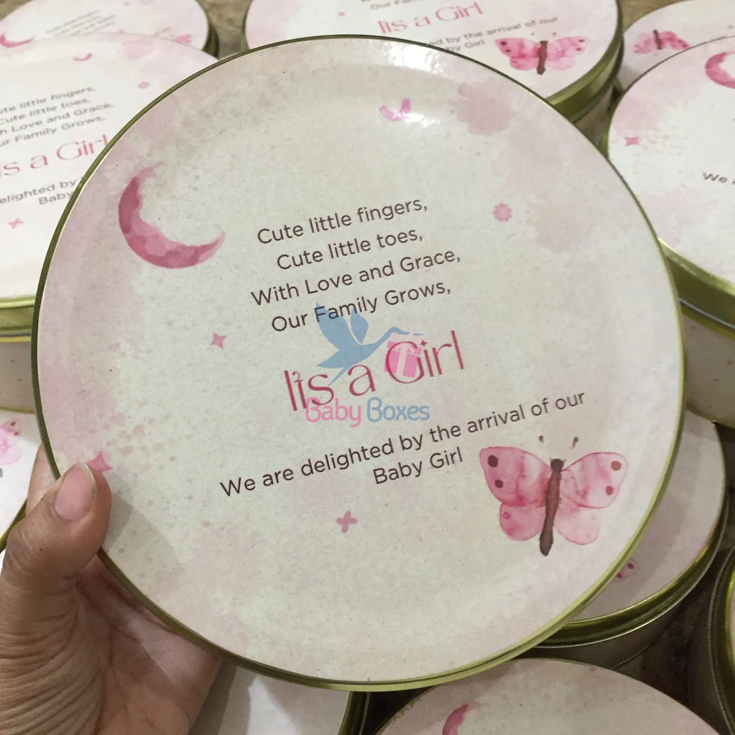 Kg Baby Girl Announcement Sweet Tin Box