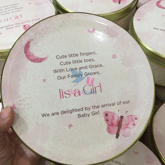 Kg Baby Girl Announcement Sweet Tin Box