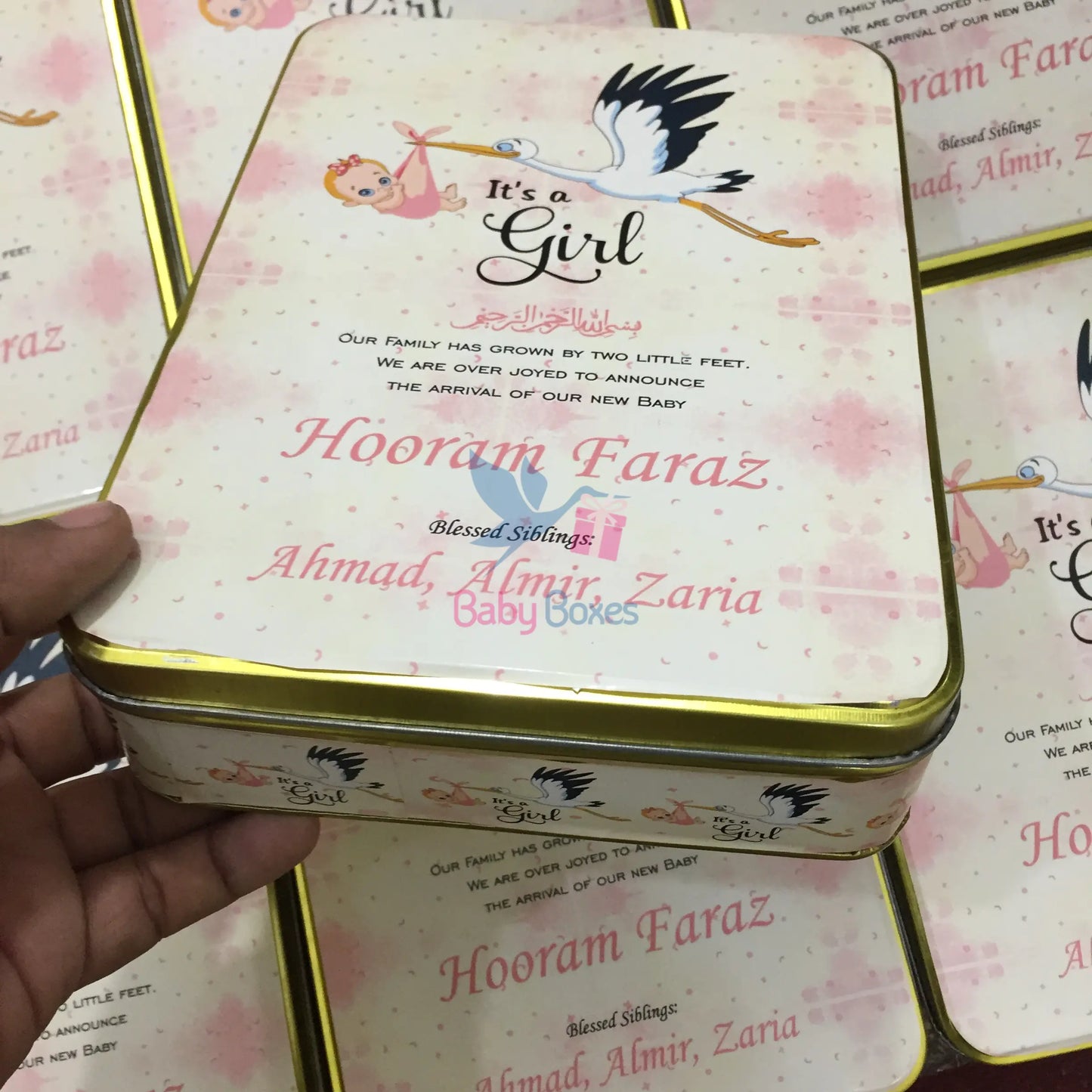 1 Kg Baby Girl Announcement Sweet Tin Box