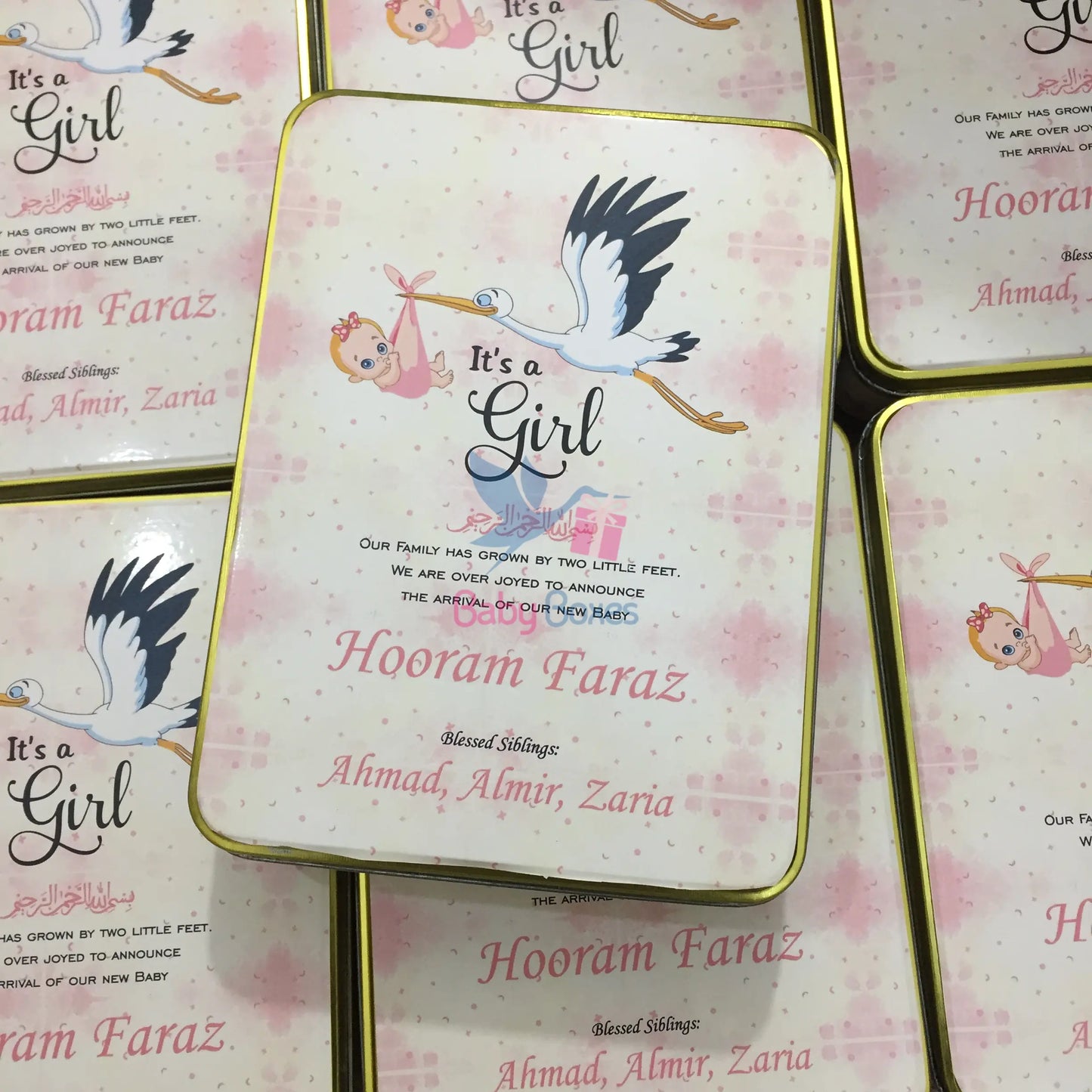 1 Kg Baby Girl Announcement Sweet Tin Box