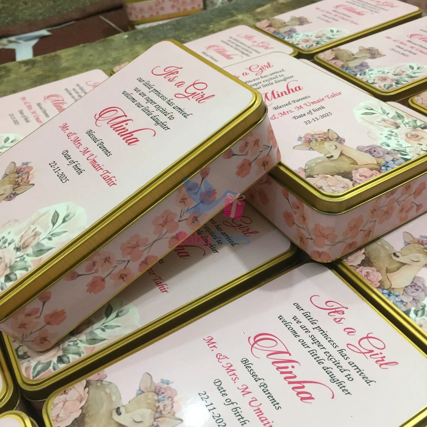 Half Kg Baby Girl Announcement Sweet Box