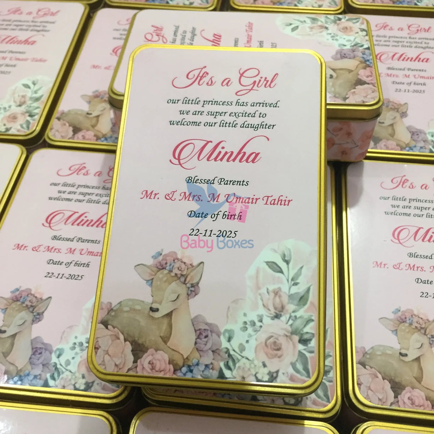Half Kg Baby Girl Announcement Sweet Box