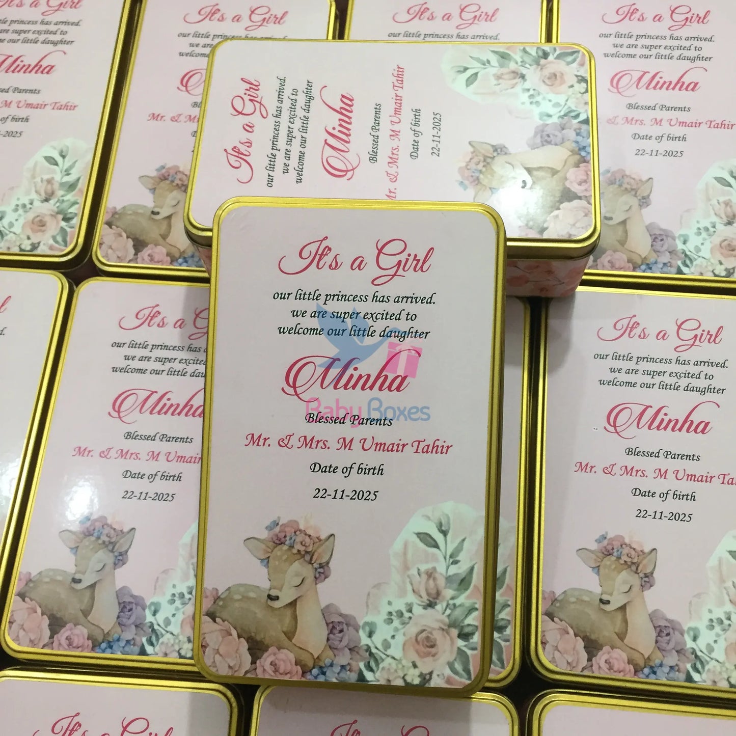 Half Kg Baby Girl Announcement Sweet Box