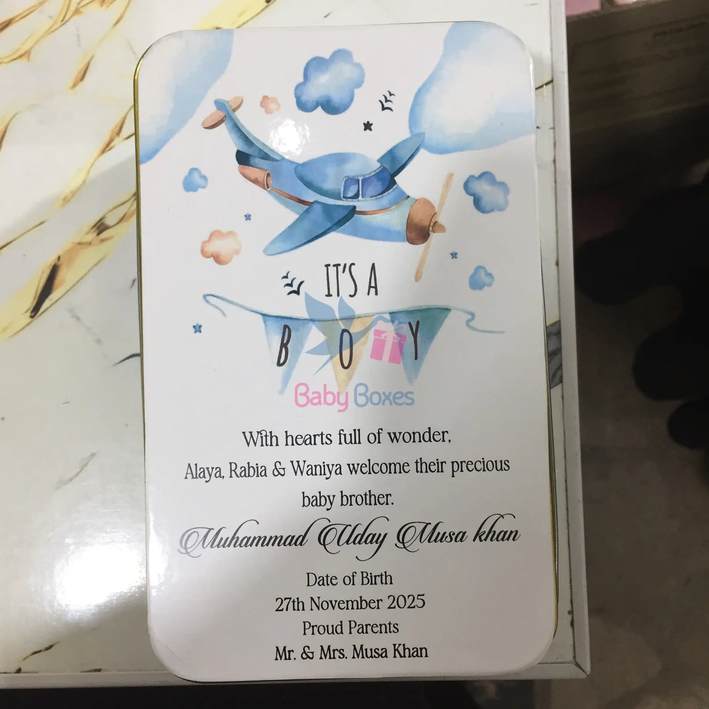 Half Kg Baby Boy Announcement Sweet Tin Box