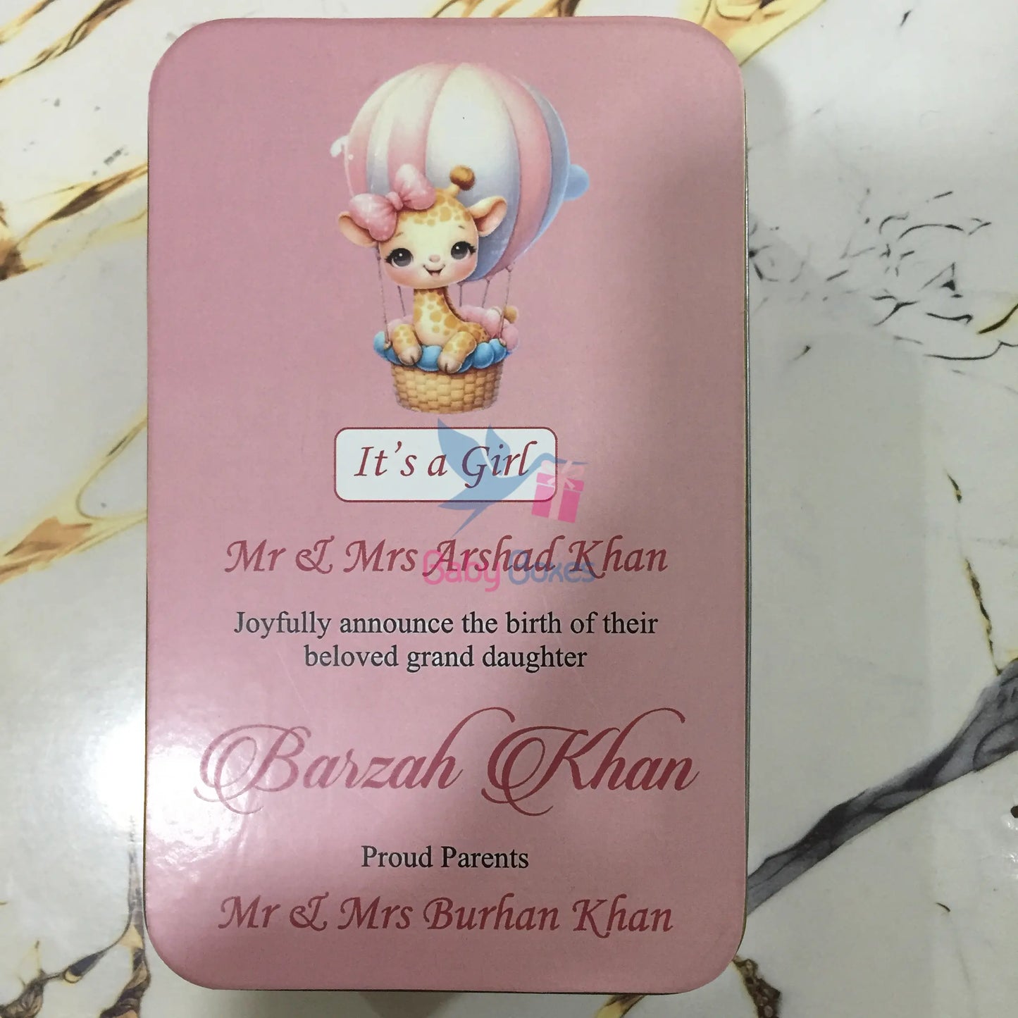 Half Kg Its a Girl Announcement Sweet Tin Box