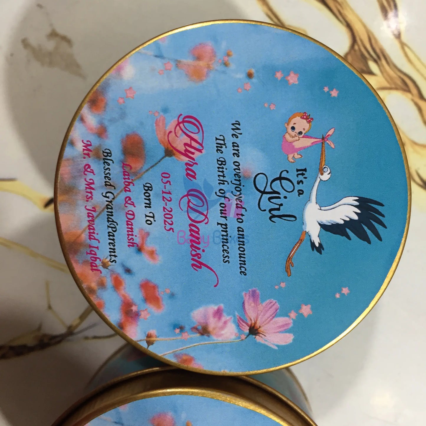 Half Kg Baby Girl Announcement Sweet Boxes