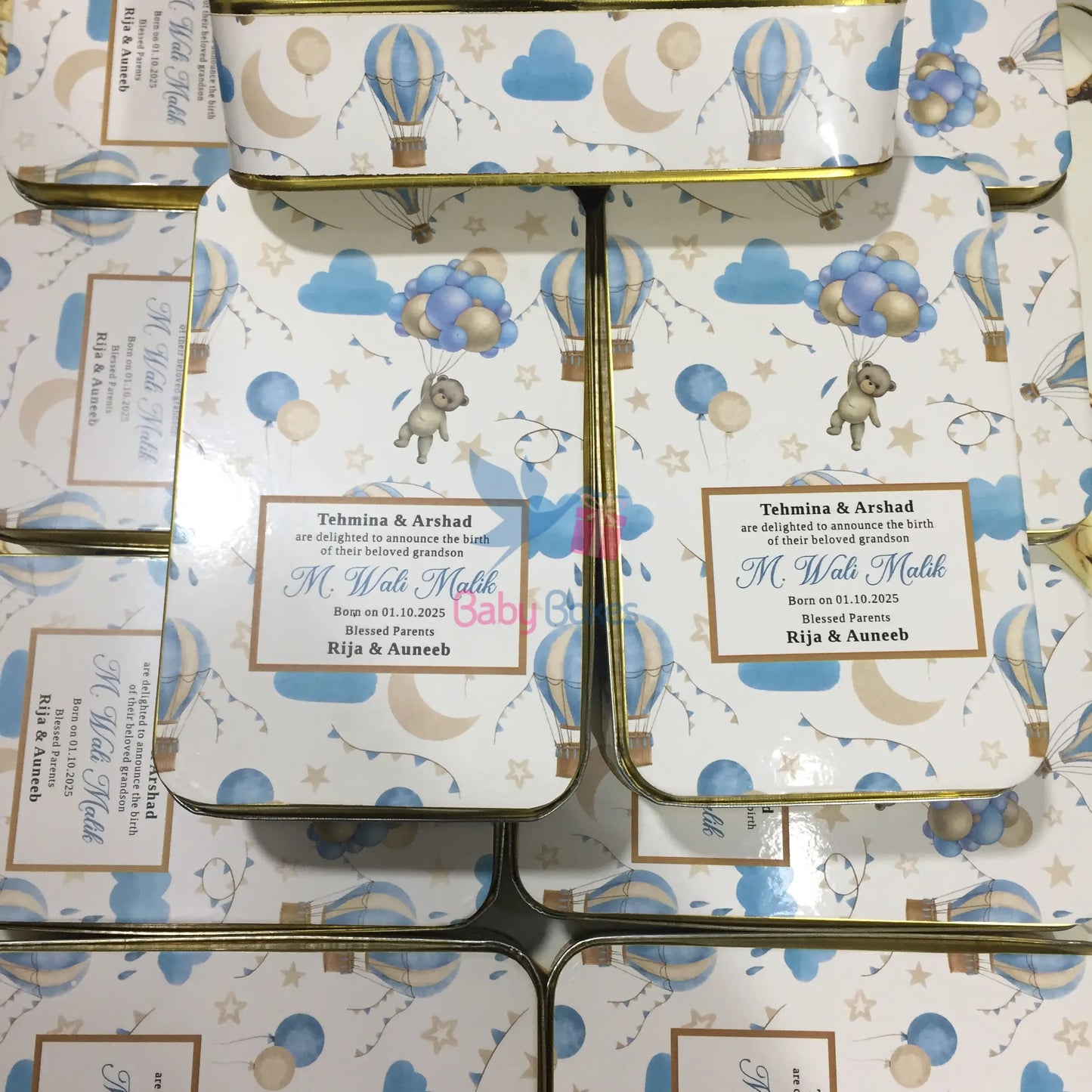 Half Kg Baby Boy Announcement Tin Box