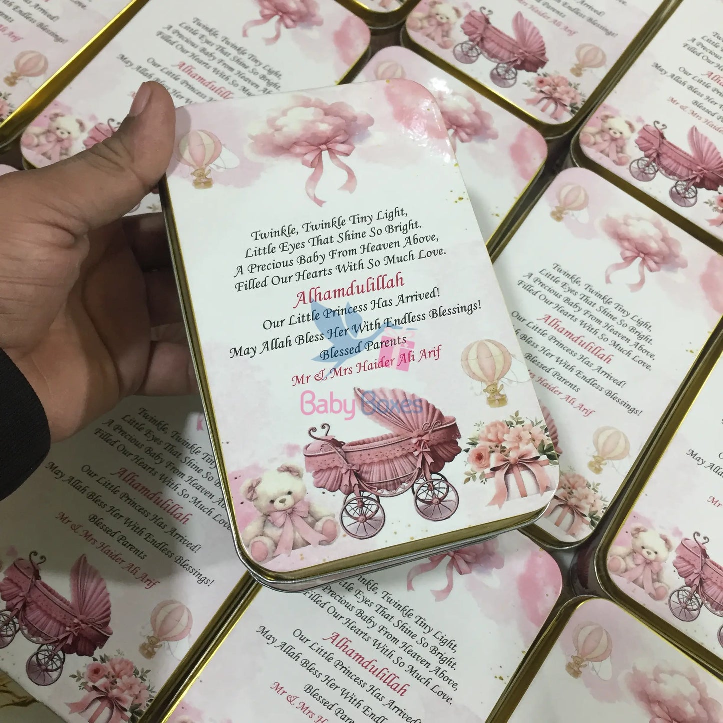 Half Kg Baby Girl Announcement Tin Box