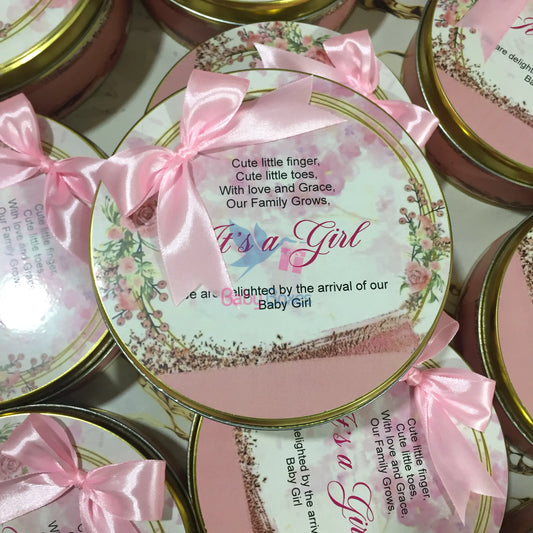 Half Kg Baby Girl Announcement Sweet Box With Bow