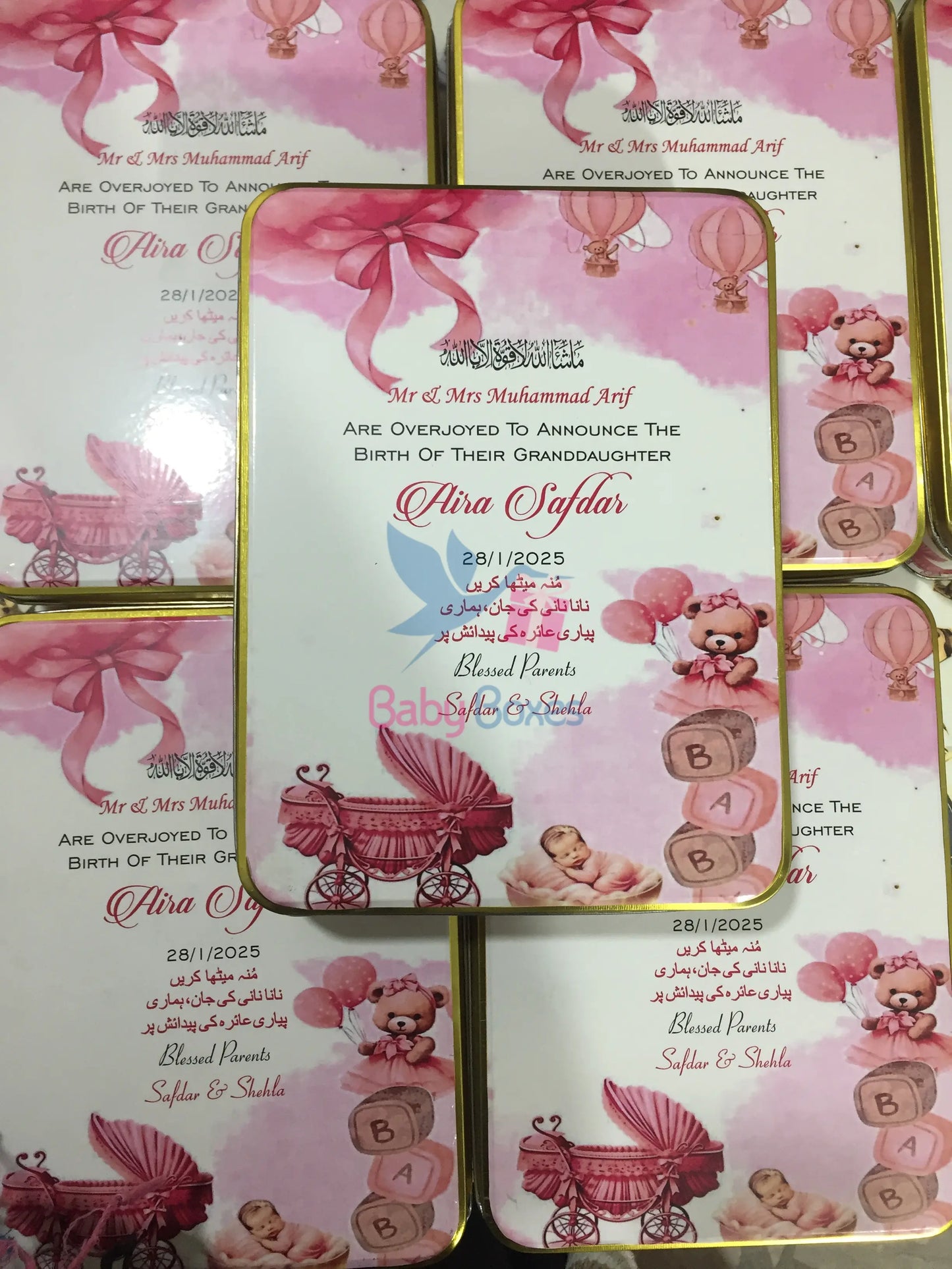 1 Kg Baby Girl Announcement Tin Box