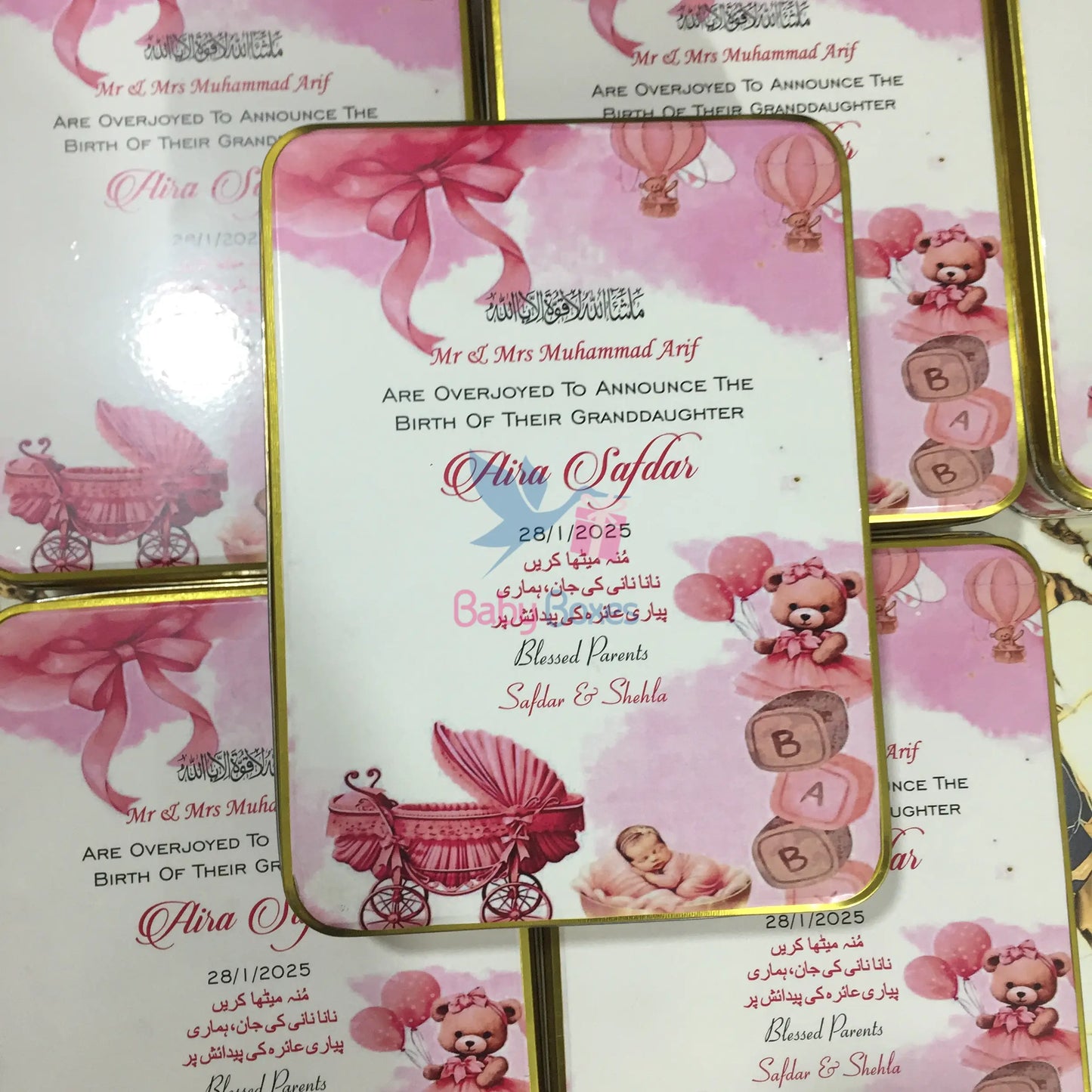 1 Kg Baby Girl Announcement Tin Box