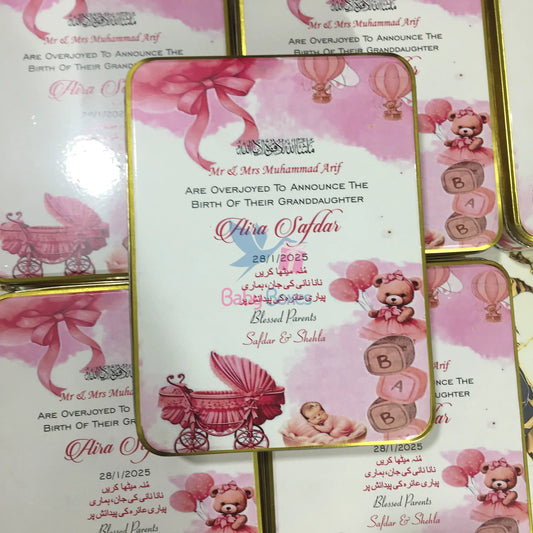 1 Kg Baby Girl Announcement Tin Box