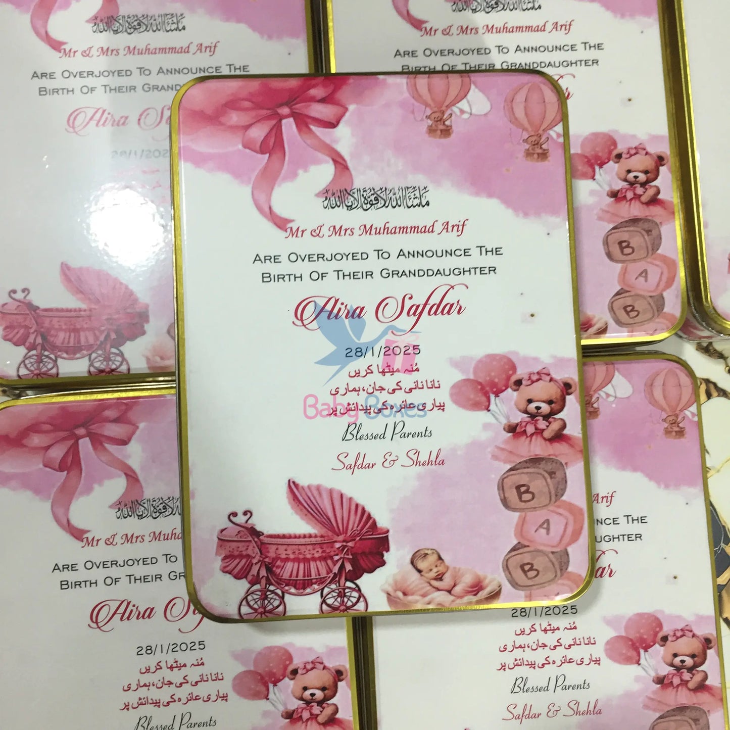 1 Kg Baby Girl Announcement Tin Box