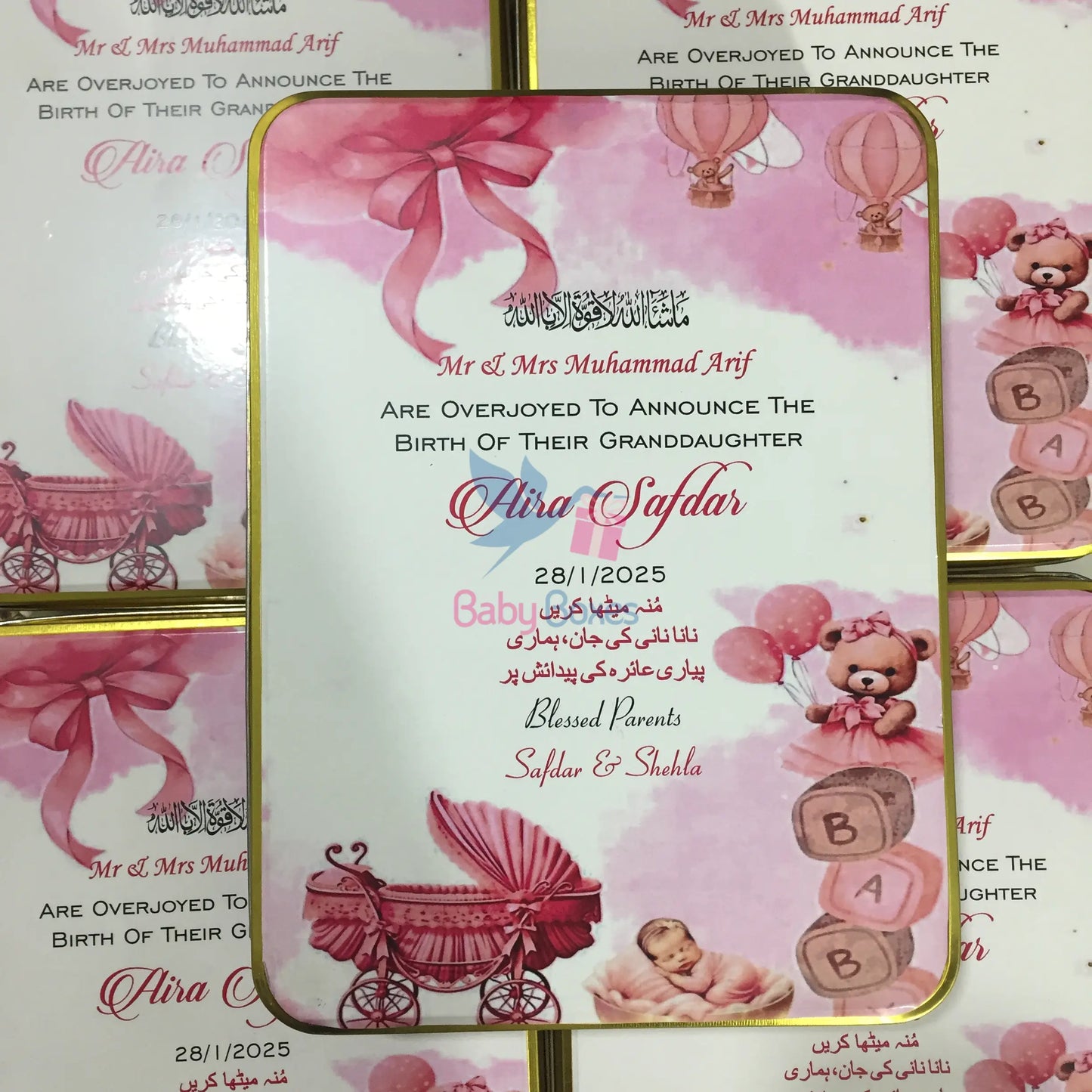1 Kg Baby Girl Announcement Tin Box