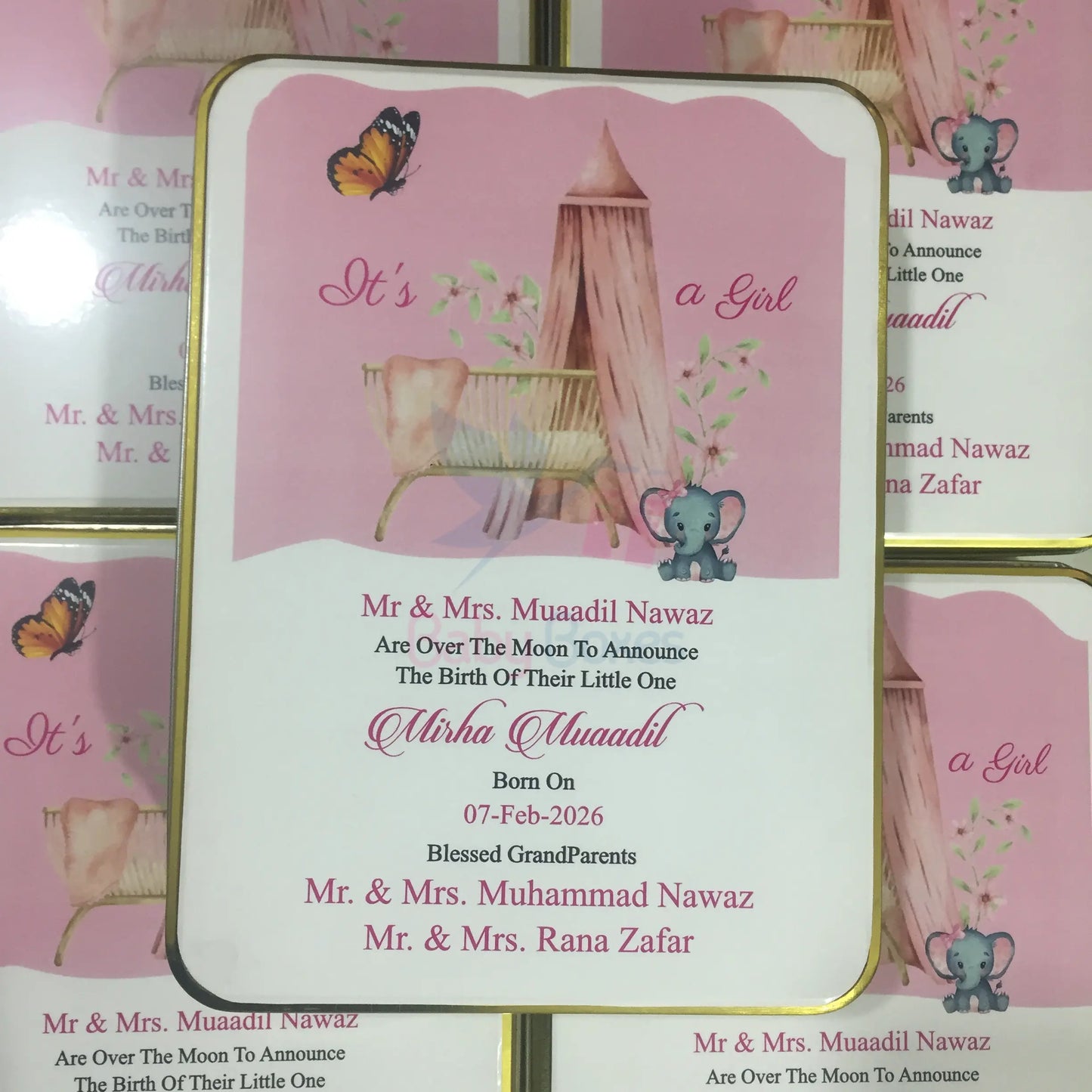 1Kg Baby Girl Announcement Sweet Tin Box