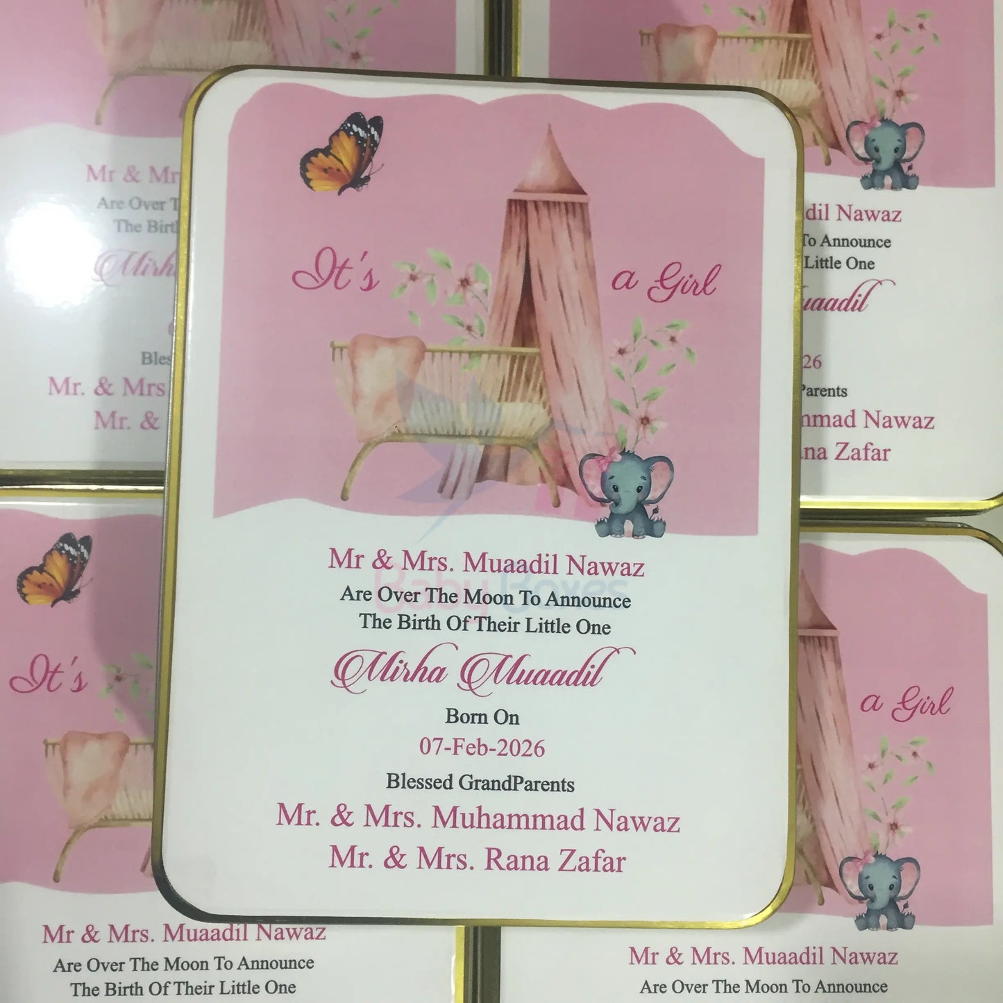 1Kg Baby Girl Announcement Sweet Tin Box
