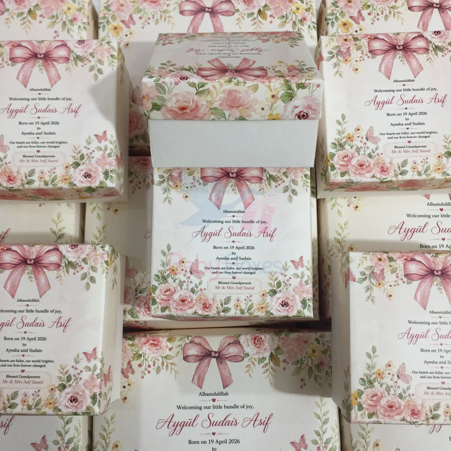 250gm New Design Baby Girl Announcement Boxes