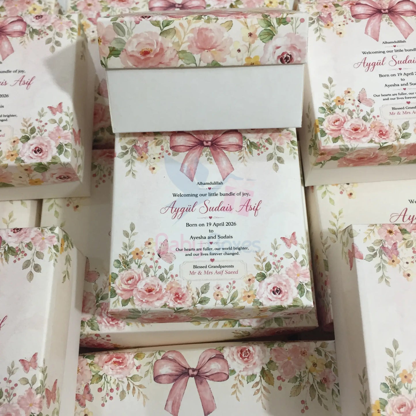 250gm New Design Baby Girl Announcement Boxes