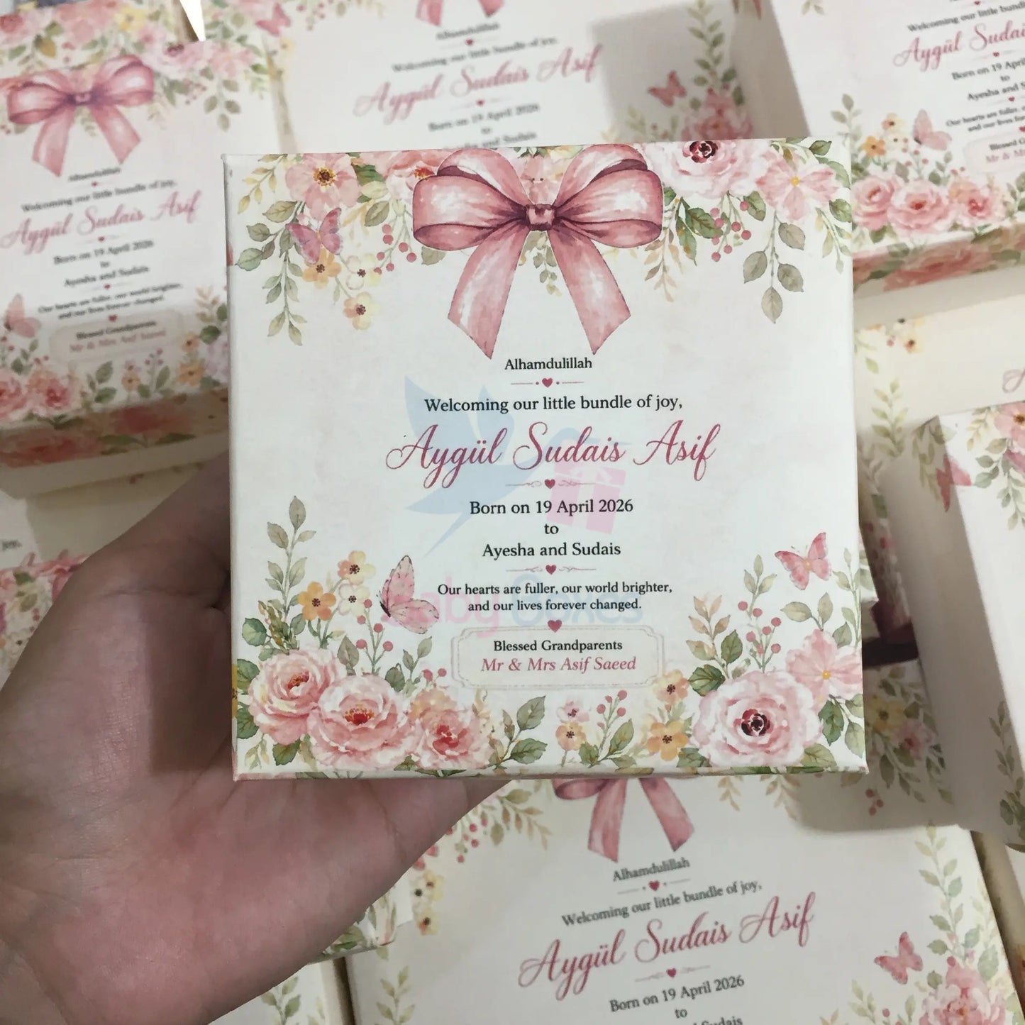 250gm New Design Baby Girl Announcement Boxes