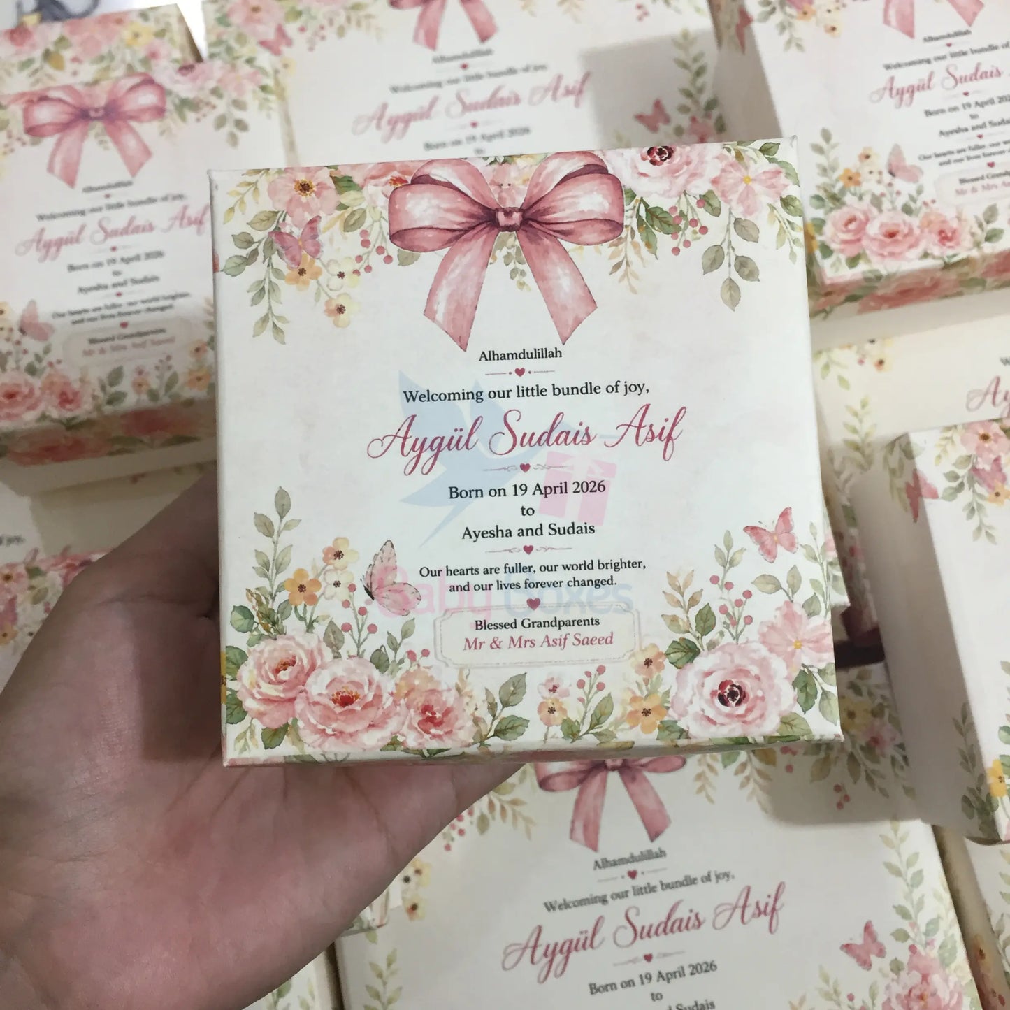 250gm New Design Baby Girl Announcement Boxes