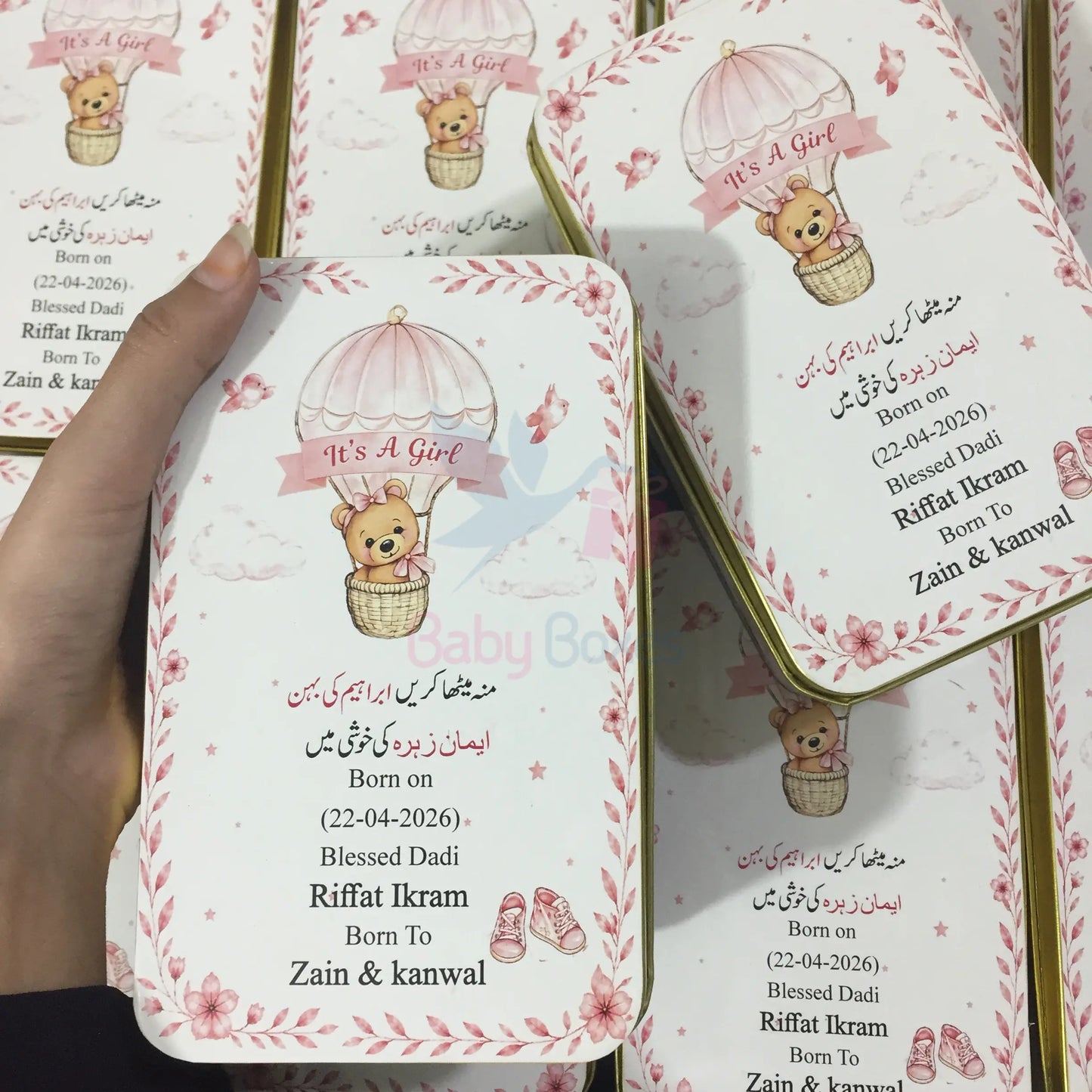 Half Kg Baby Girl Announcement Tin Boxes