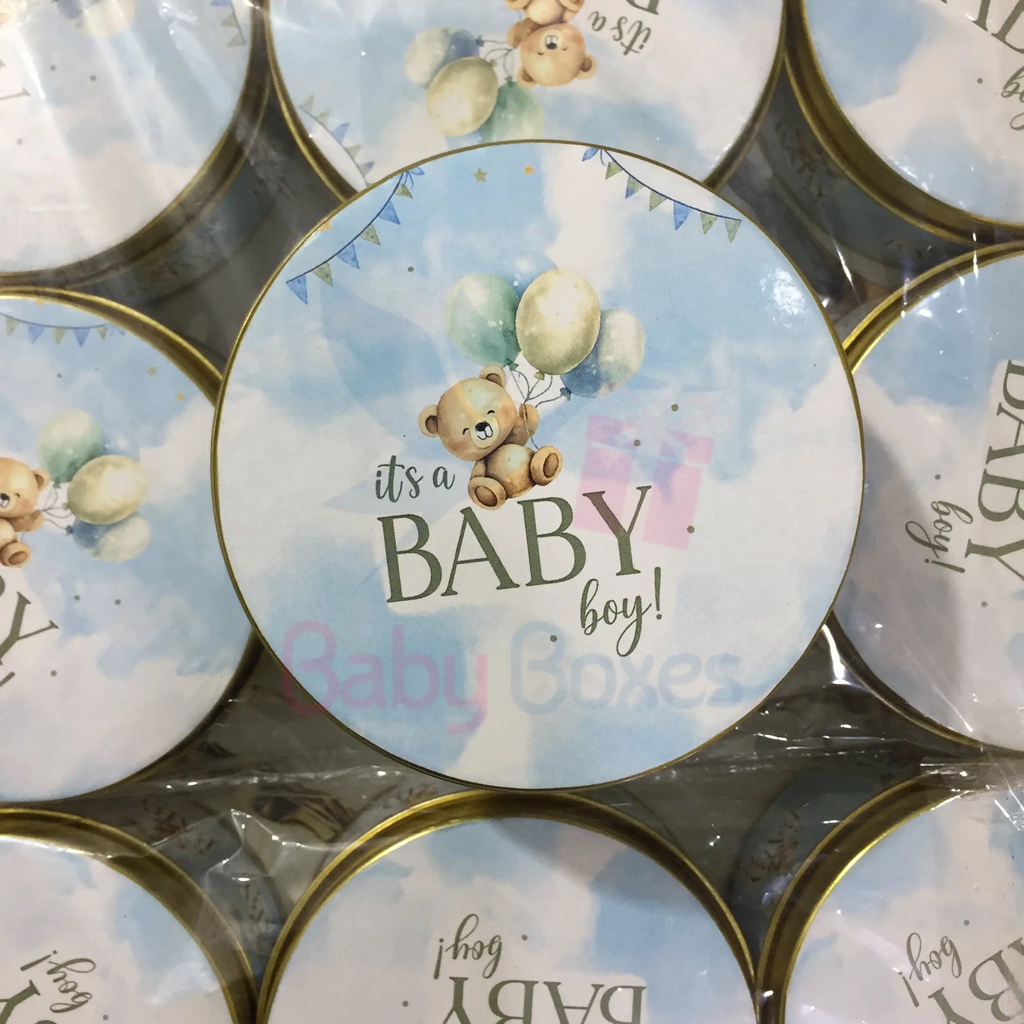250gm Its a Baby Boy Teddy Theme Sweet Tin Box
