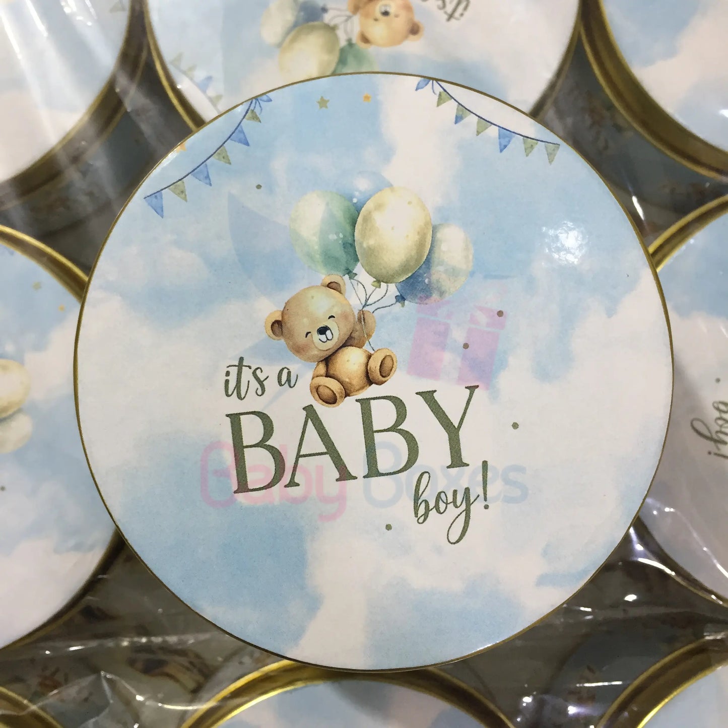 250gm Its a Baby Boy Teddy Theme Sweet Tin Box