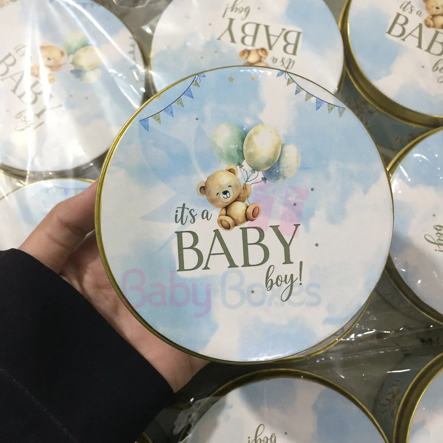 250gm Its a Baby Boy Teddy Theme Sweet Tin Box
