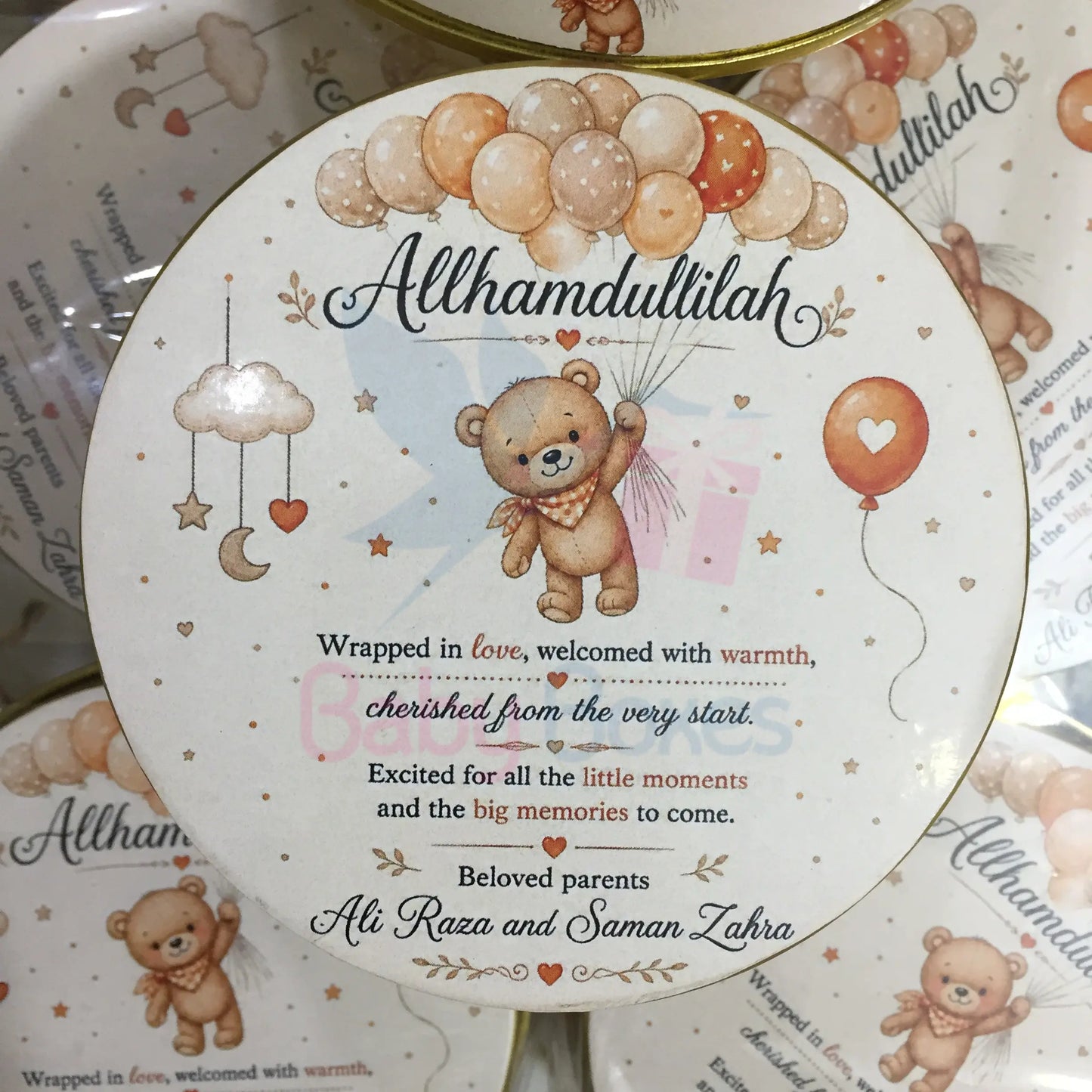 250gm Teddy Bear Baby Announcement Tin Box