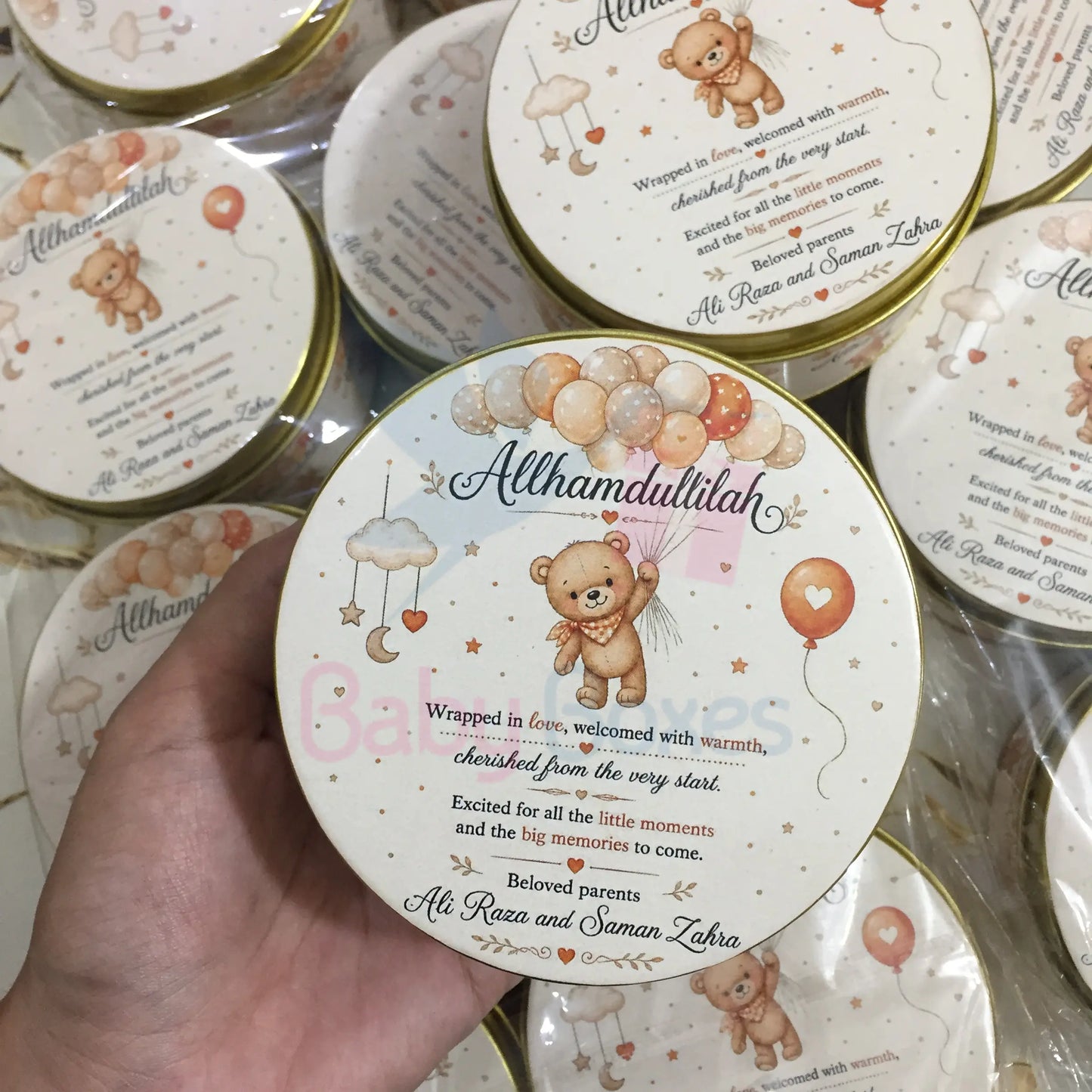 250gm Teddy Bear Baby Announcement Tin Box